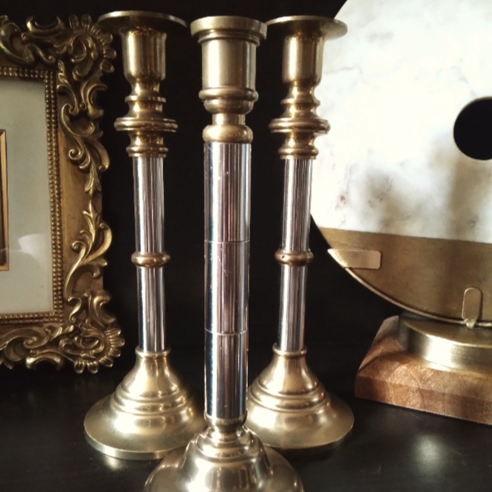 Brass and metal candle holders